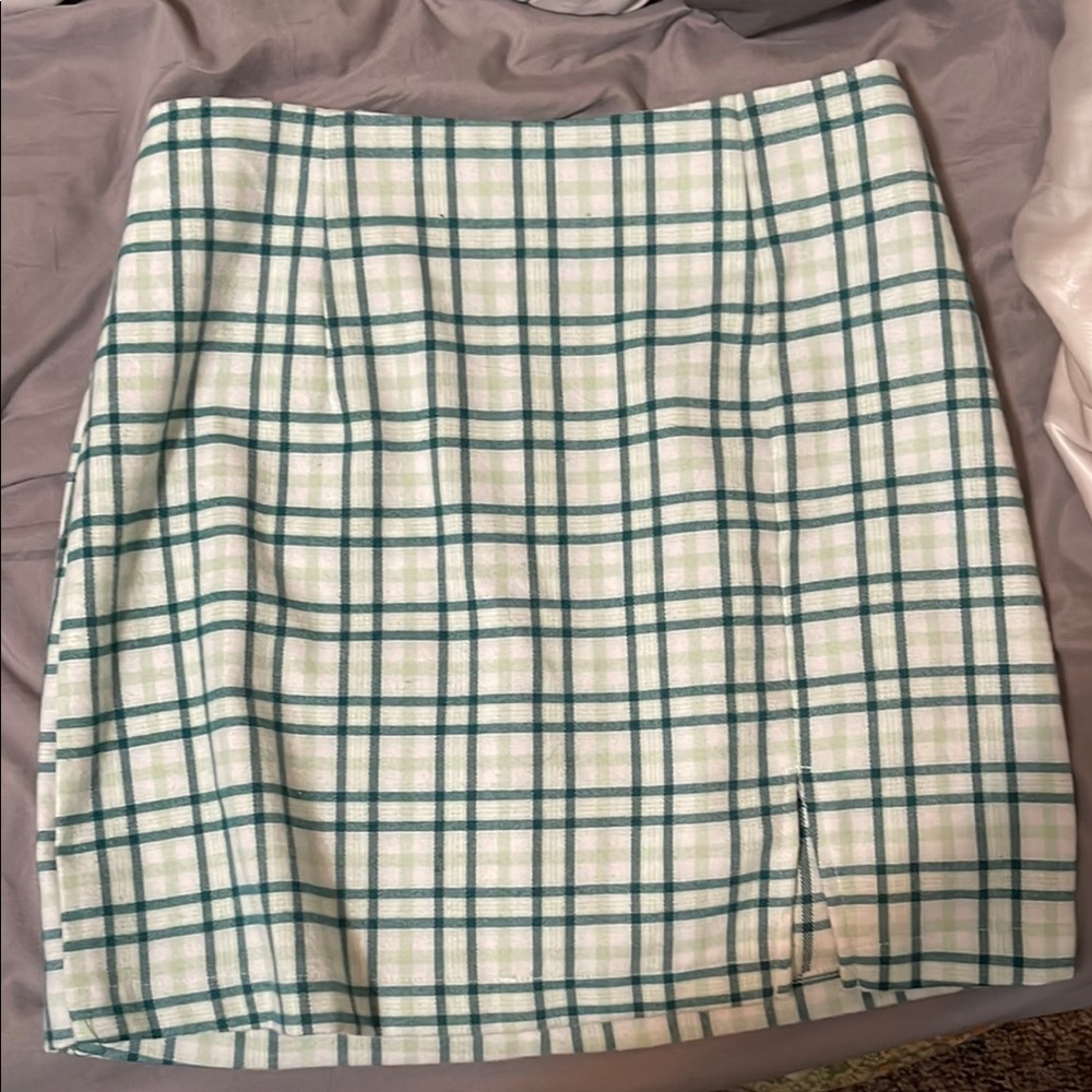 Plaid Green and White Women's Skirt